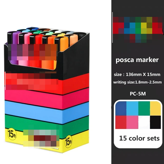 -posca PC-5M Paint Marker Pen - Medium Point - Set of 15 Paint markers Chalk marker Paint pens Permanent marker Paint marker Pen