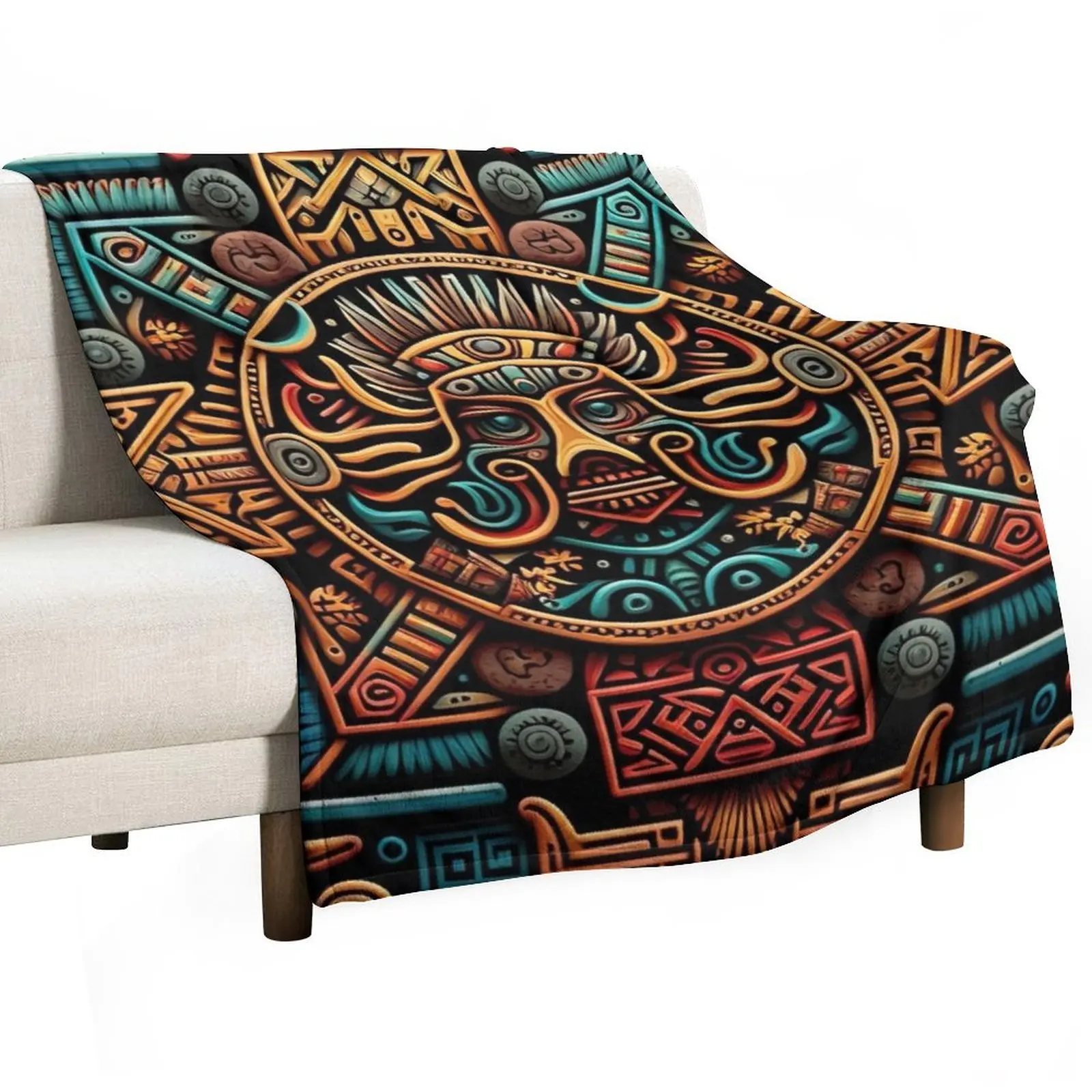 Mayan Art Pattern - Classical Mesoamerican History & Mythology Throw Blanket Soft Beds Hairys Sofa Blankets