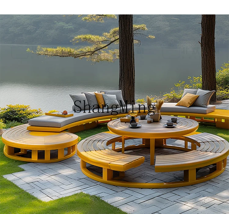 ZYY outdoor villa courtyard table and chair combination open-air rest stool combination stainless steel seat