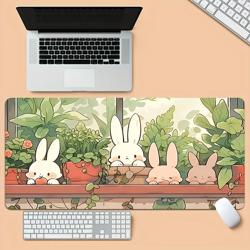 A Cute Rabbit Mouse Pad Large Computer Office Game Table Mats HD XXL Rubber Anti-slip Gaming Keyboard Mousepads Long Desk Pads