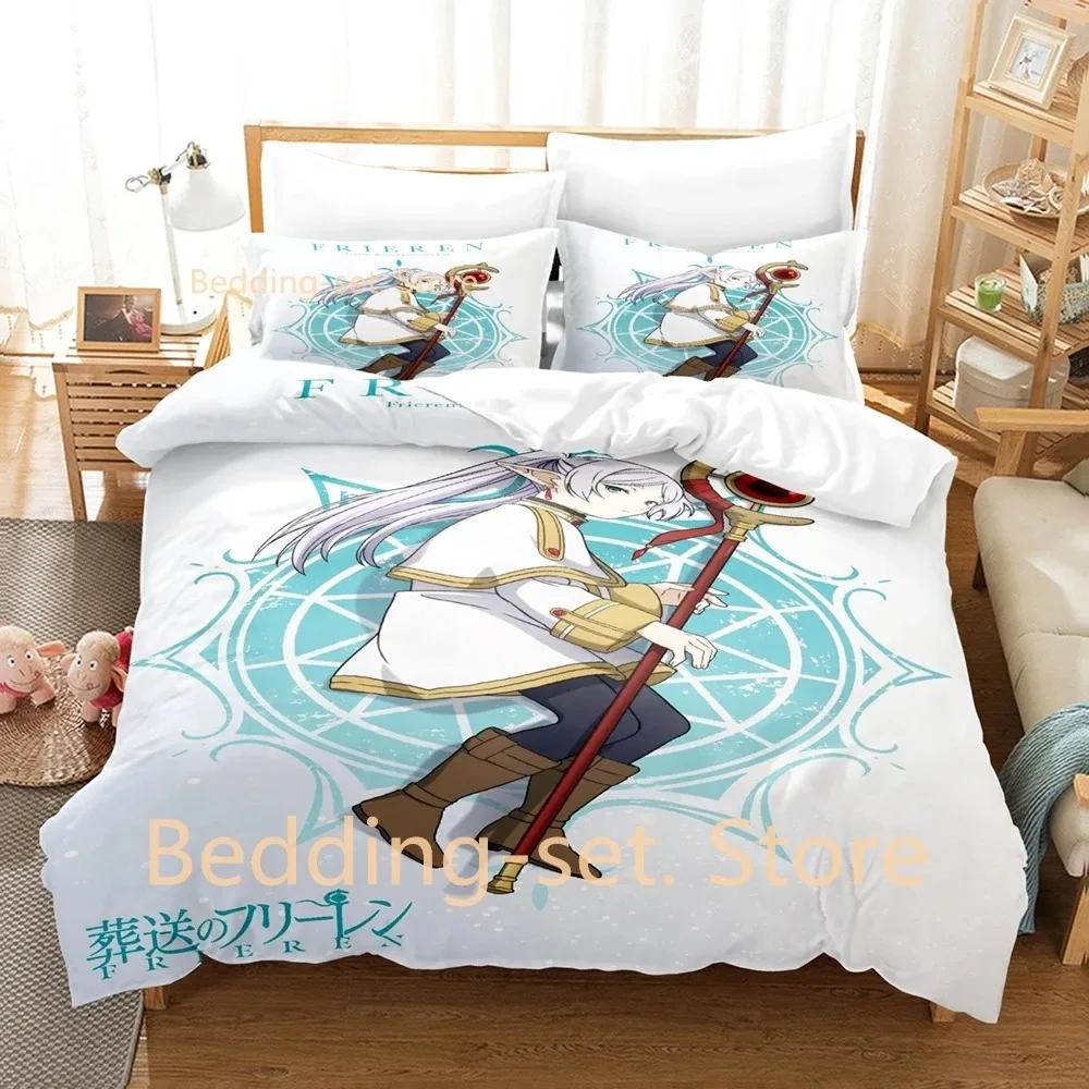 Frieren Beyond Journey's End Bedding Set Single Twin Full Queen King Size Bed Set Adult Kid Bedroom Duvetcover Sets Anime Bed