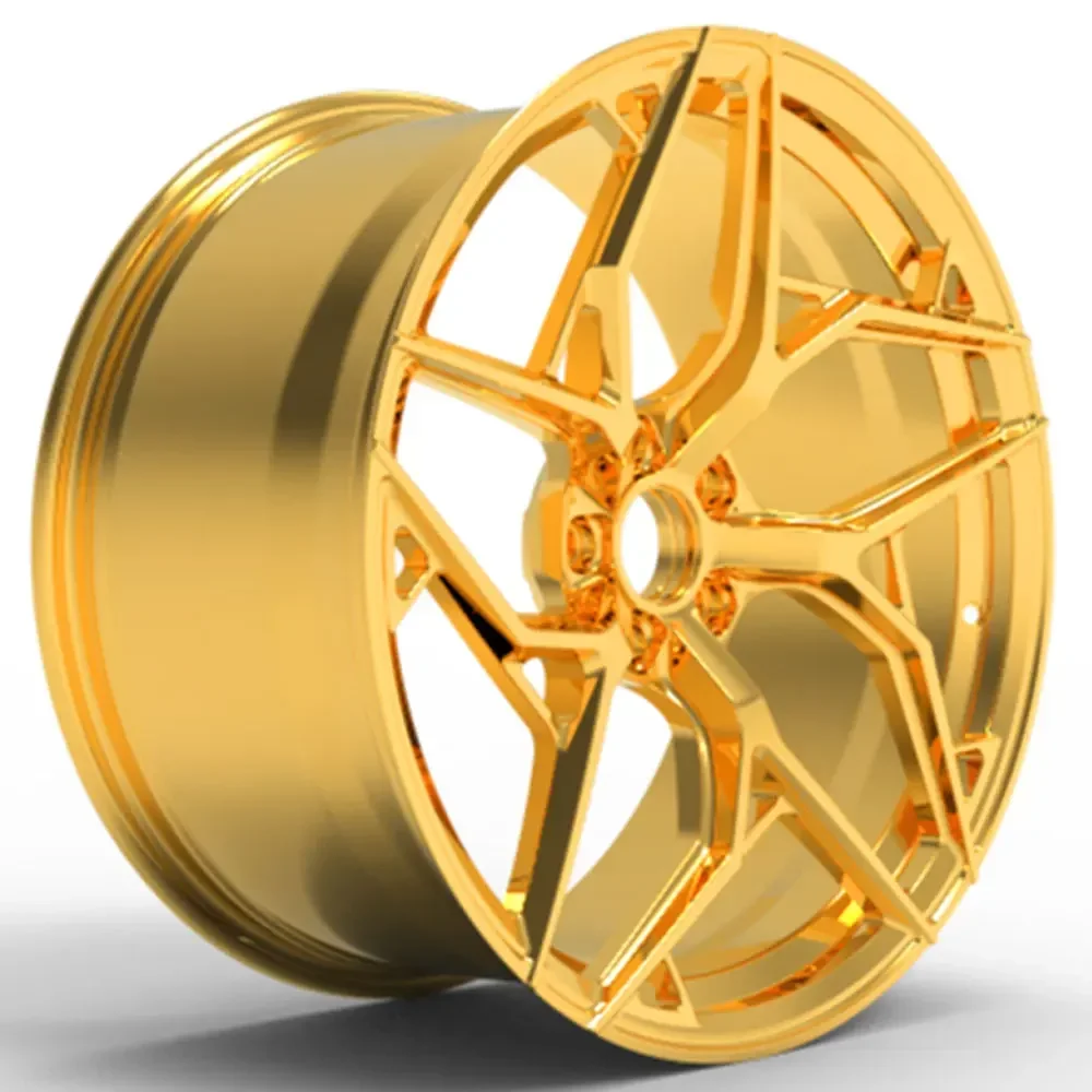 Five Spokes Gold Monoblock Forged Car Wheel Rims 20x8.5 Inch 5*114.3 Aviation Aluminum Alloy 6061-T6 Car Hubs New Condition