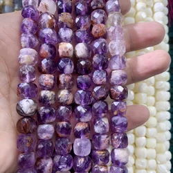 Natural 8X8 mm Faceted Apatite Rose Quartz Super seven Calcite Spacer Beads For Jewelry Making DIY Bracelet Necklace