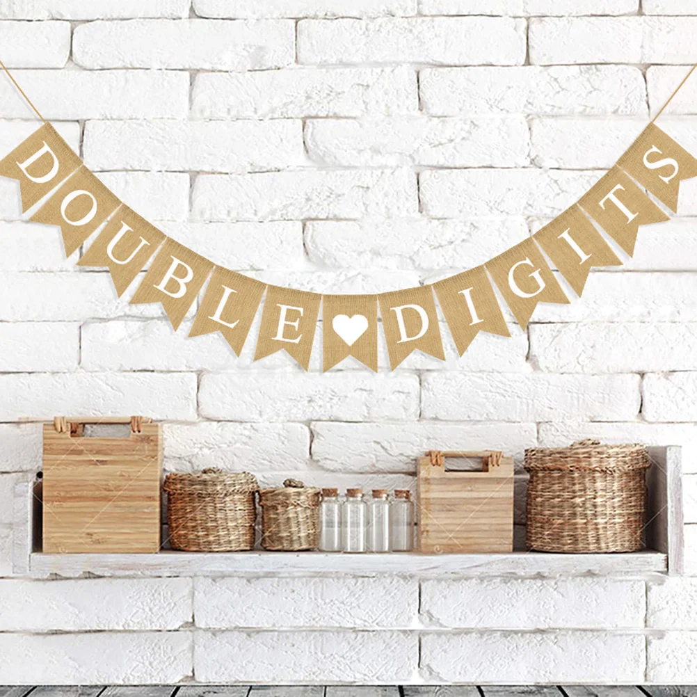 

1 pc Birthday Linen Banner Kids Party Hanging Decoration Theme Backdrop For 10-Year-Old Celebration Wall Hanging Party Supply