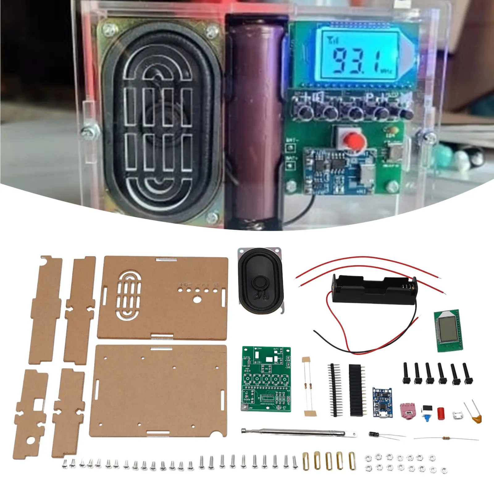 

FM Radio Kit, DIY Soldering Project Adjustable Wireless Receiver LCD Display FM Digital Radio Module DIY Soldering Practice Kit