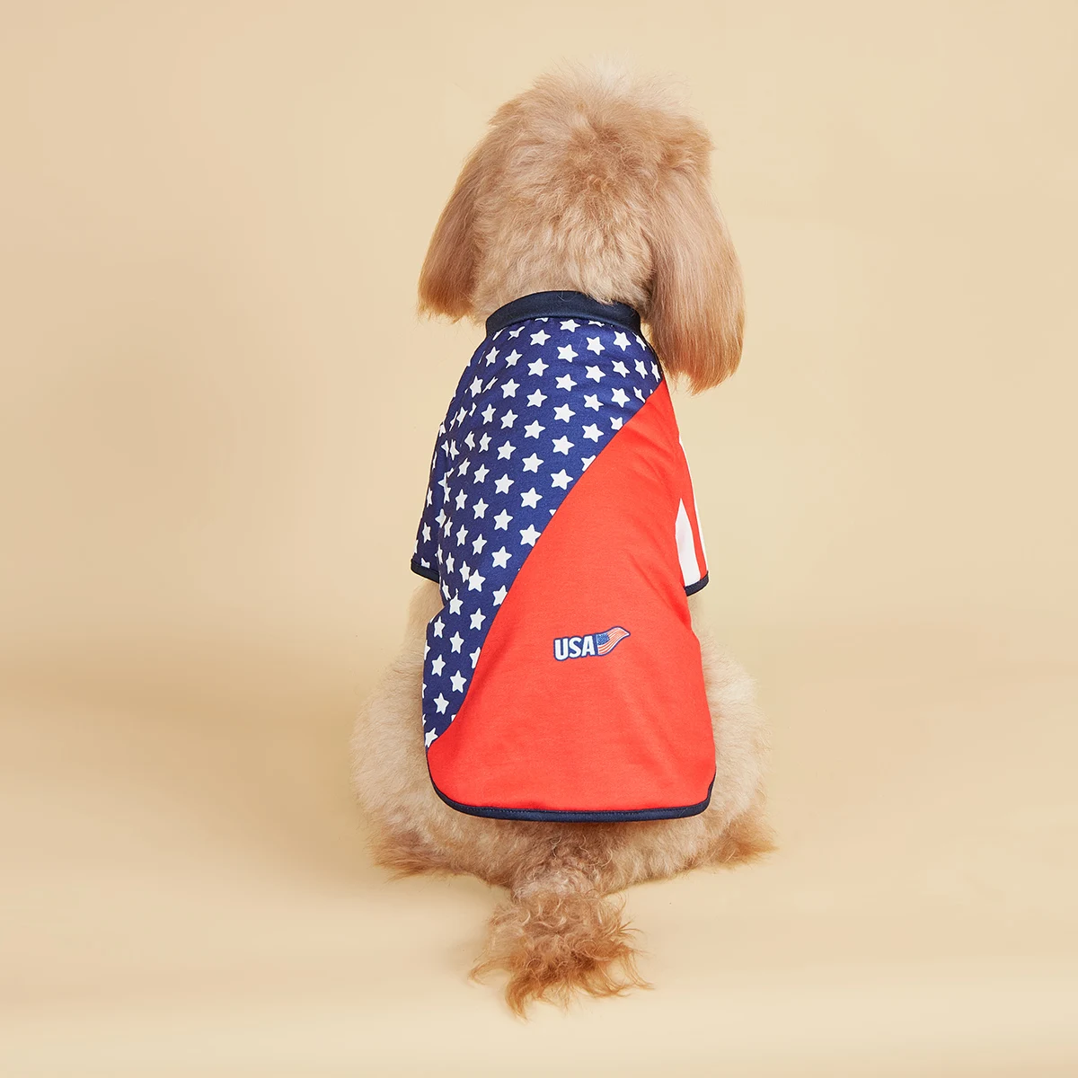 Dog Cloth American Flag Shirts Dog Doggy Stars Pattern  Stripe Dog Clothes Dog Cartoon Apparel for Independence Day Pet Puppy