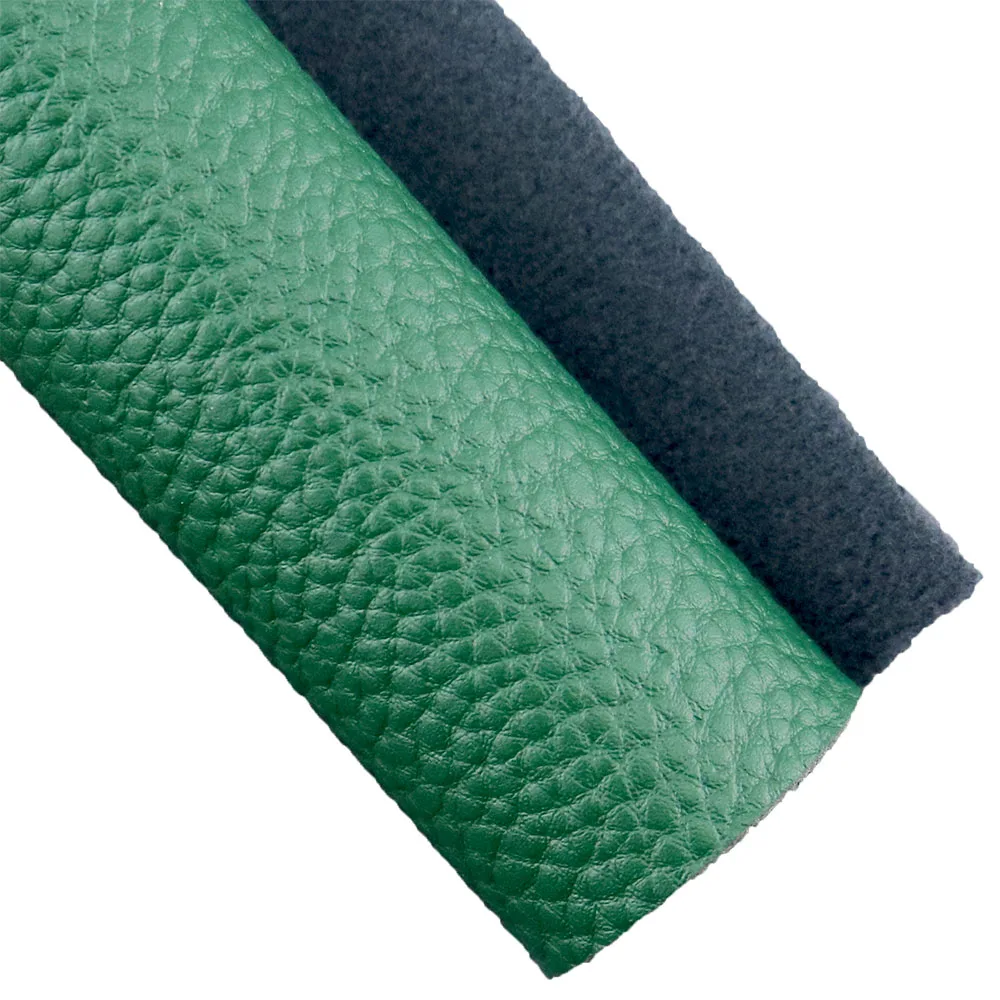 Plain Solid Green Smooth Embossed Lithi Texture Faux PU Leather Fabric For Bows DIY Sawing Accessories HM008