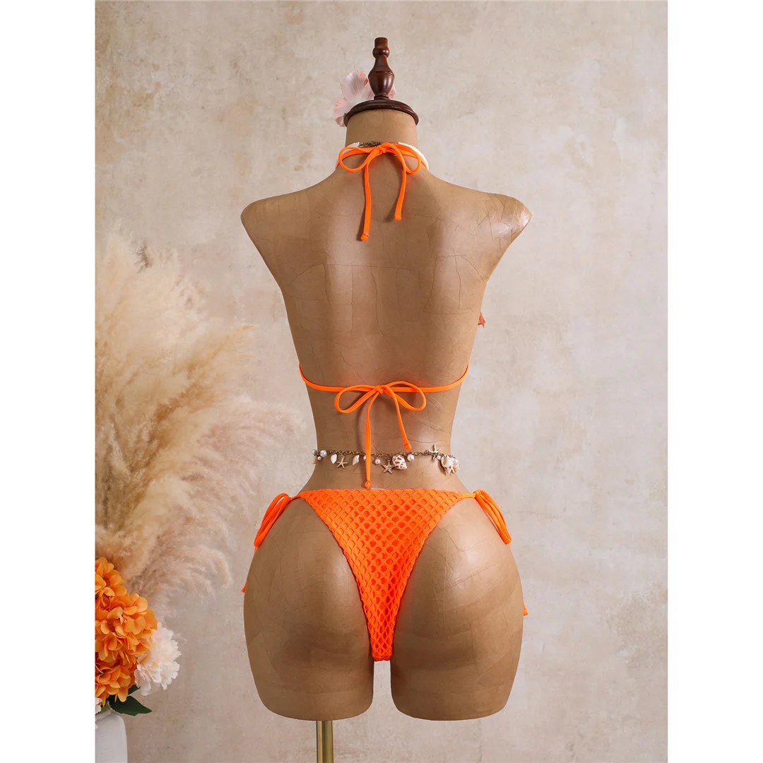 Mit Rock 3D-Blumen-Halter-Bikini Damen-Badebekleidung, dreiteiliges Bikini-Set, gepolsterter Badeanzug, Badebekleidung, Schwimmen V8346 – Detail 23