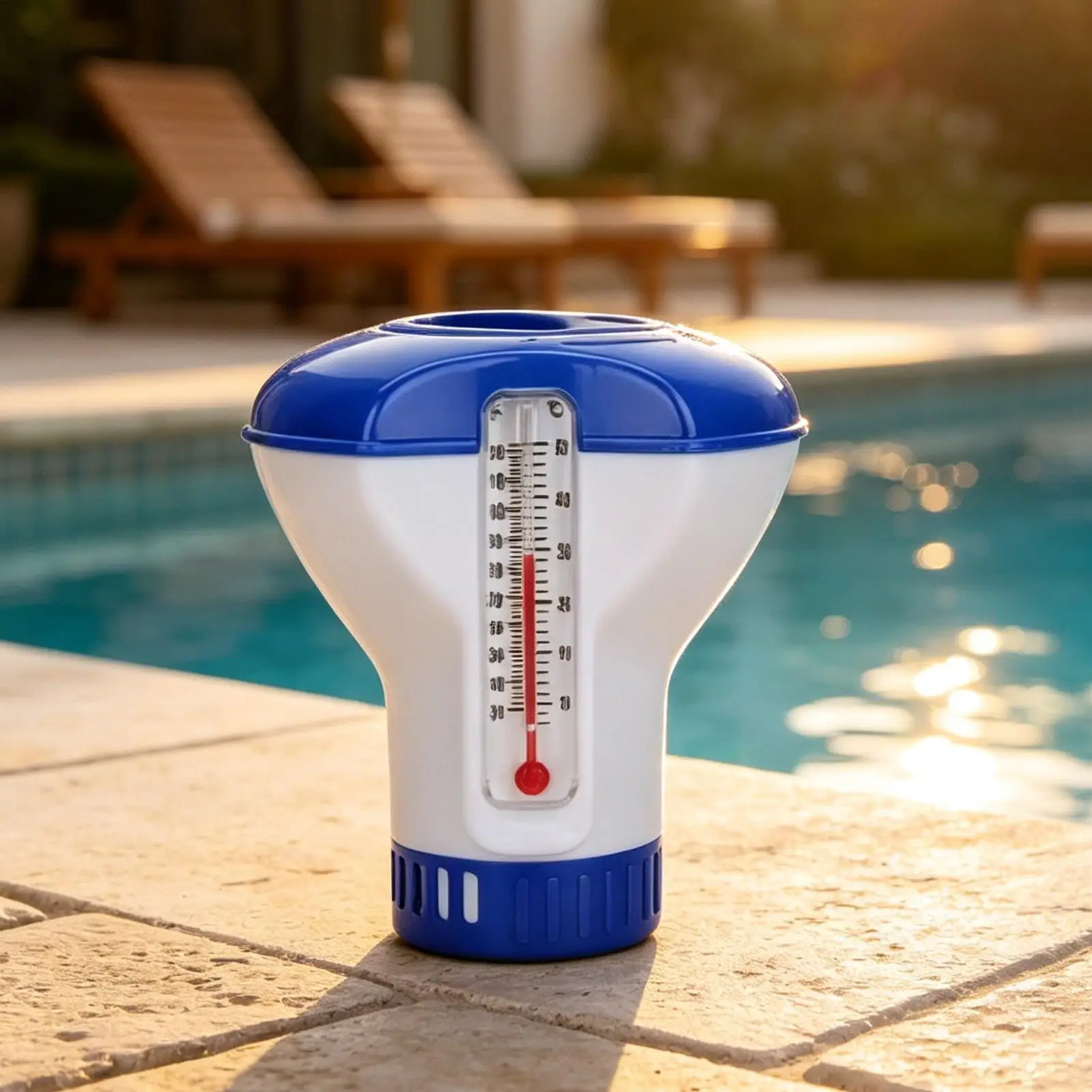 Chlorine Floater Tablet Dispenser with Temperature Gauge Chlorine Dispenser for Resort Hotel Home Garden Beach Lake Outdoor Spa view 4