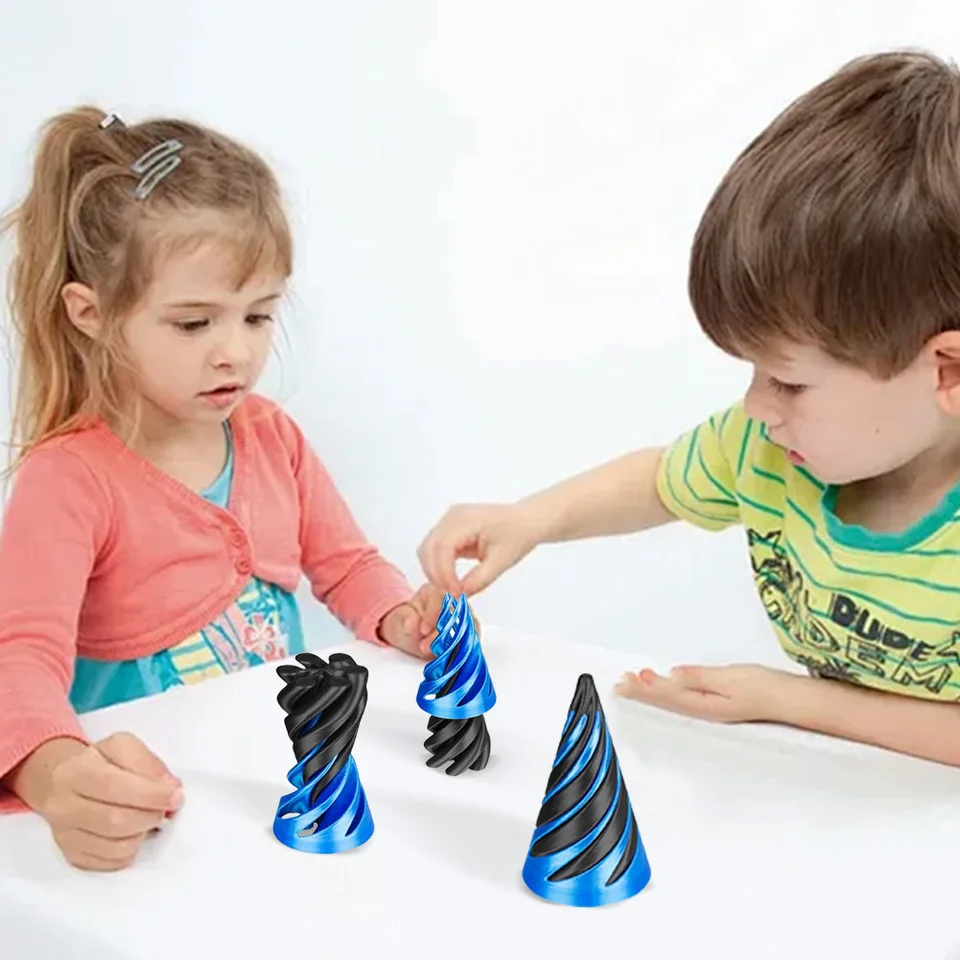 3 Pièces Jouets Fidget Impossible Cone Pyramid - Sculpture Rotative 3D Soulagement Stress Pour Enfants Et Adultes