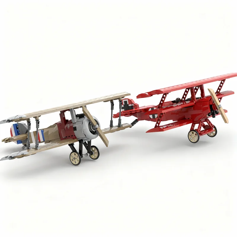 

1201PCS MOC Creative Model Fokker Dr 1 Sopwith F1 Camel Building Blocks Assembly Building Blocks Display Birthday Gift Home Set
