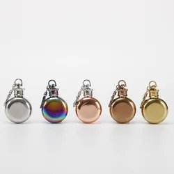 1oz Portable 304 SS with keychain Flagon Whiskey Vodka Wine Pot Hip Flask Alcohol Drinking Bottle bar party outdoor utensil