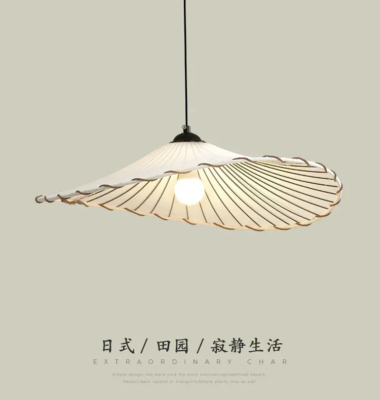 Japanese Restaurant Chandelier Retro Quiet Style Personality Creative Lotus Leaf Dip Led Simple Fabric Tea Room B & B Lamps