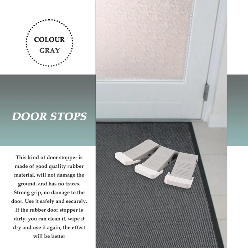 Door Stoppers Rubber Door Stop, Door Wedge Stoppers Floor Works On Multi Floor Surfaces, Door Security And Jammer