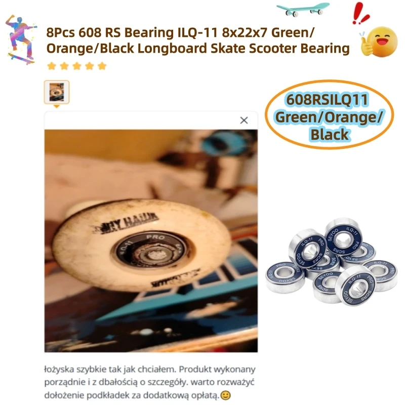8 Stück 608 2rs ILQ-11 8x22x7 Skateboard-Lager, 608 Lager & Kugellager für Inline-Skates, Lager für Skates & Scooter – Detail 8