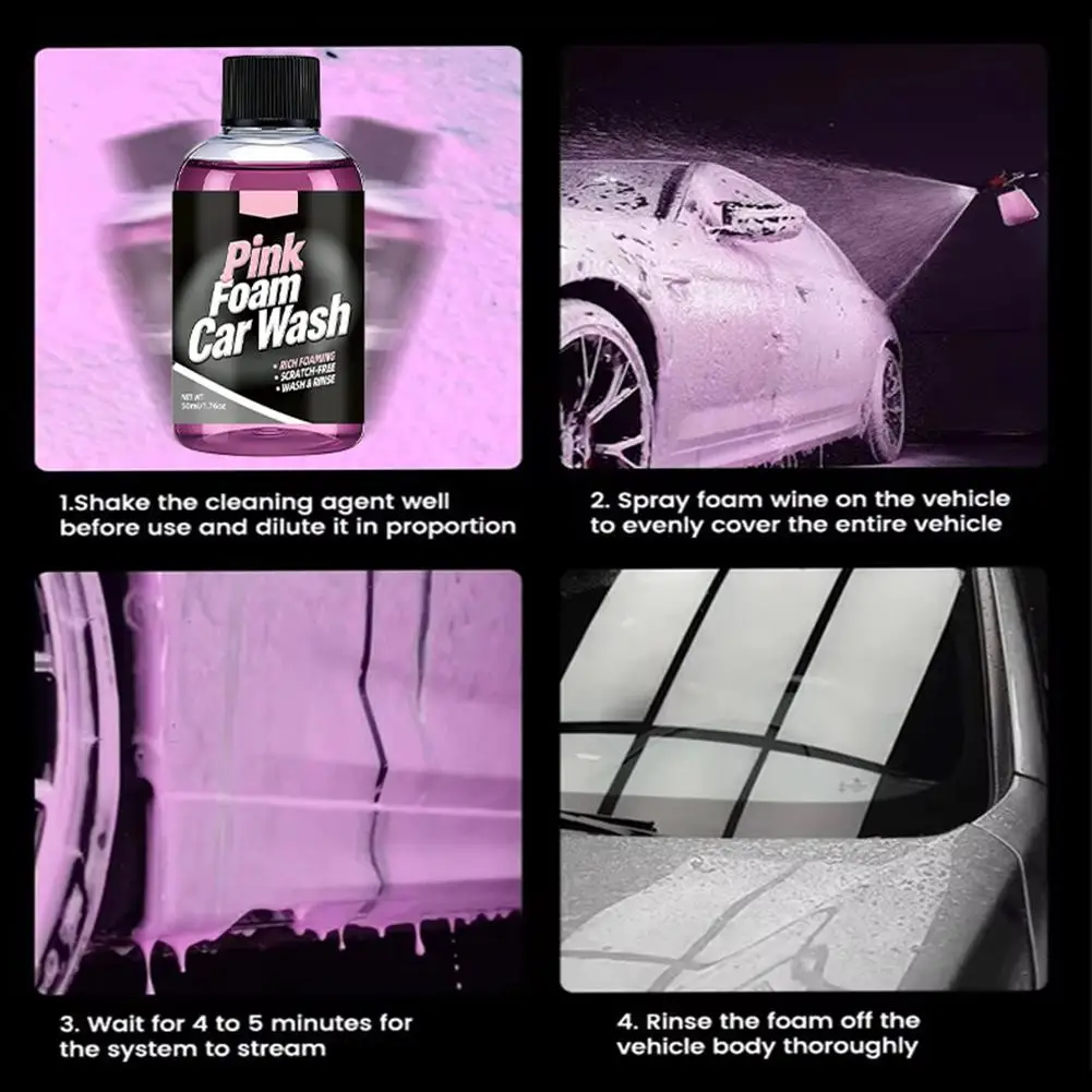Snow Foam Car Wash Soap Pink Multicolor No Scrub Rich Foam for Foam Cannon Gun Bucket Truck Auto Exterior Care view 6