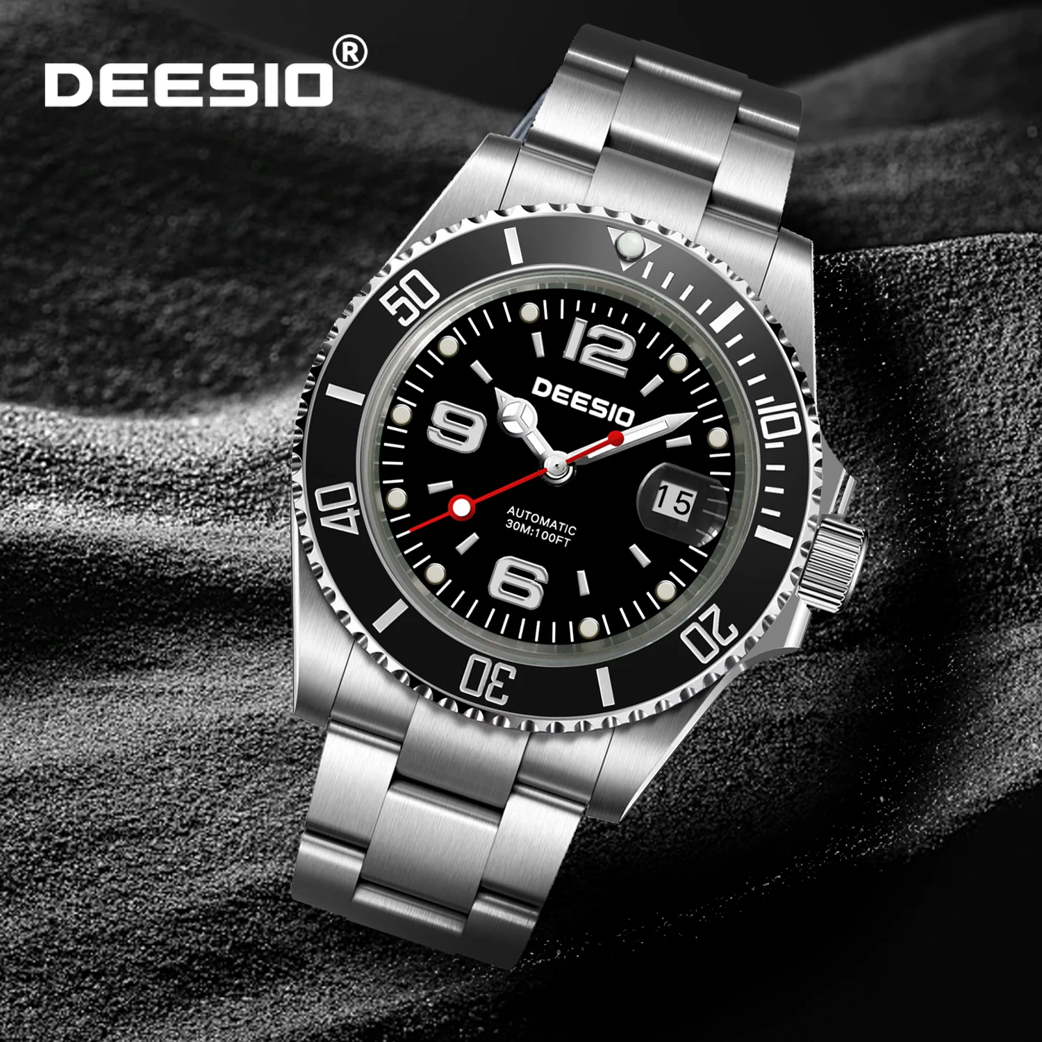 

Deesio Men's Luxury Automatic Mechanical Watch Dress Stainless Steel Sapphire Skeleton Water Proof Luminous Hands Waterproof
