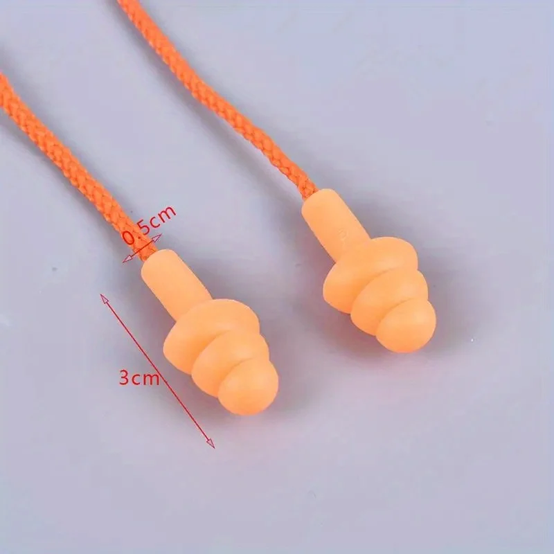 2pcs Soft Anti-Noise Ear Plug Waterproof Swimming Silicone Swim Earplugs For Adult Children Swimmers Diving With Rope