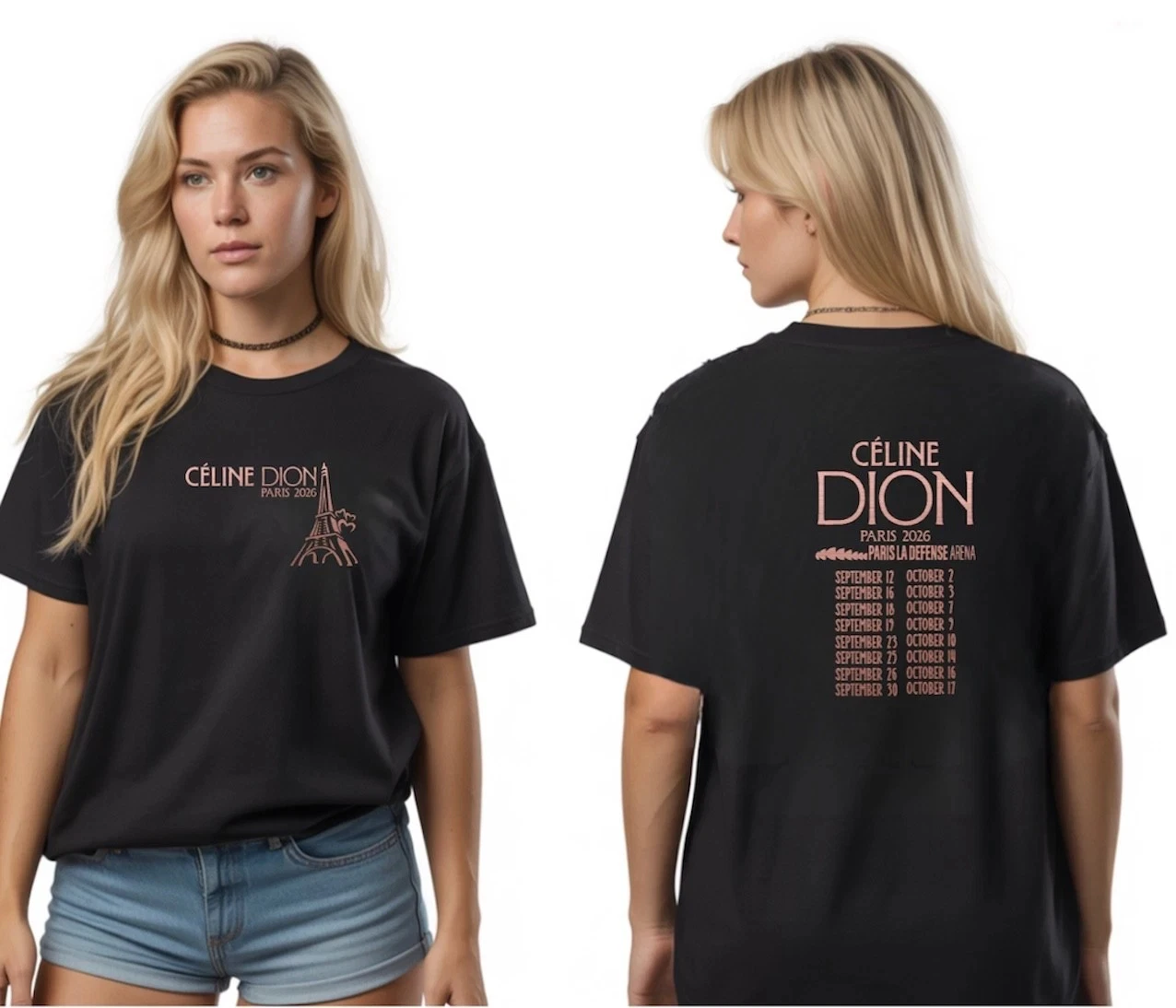 2026 Summer New Celine Dion Paris 2026 Fan Tour Gift T-shirt Men Women Fashion Men's T-shirt Pop mus