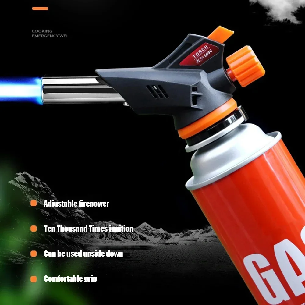 Portable Welding Gas Torch Flame Gun Butane Burner Outdoor Camping BBQ Lighter Flamethrower Kitchen Supplies Welding Equipment