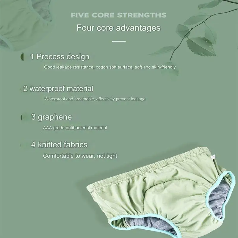 Graphene Cotton Diaper High Absorption Elderly Anti-Side Leakage Brief Washable Bed Care Urine Leakage Incontinence Underwear