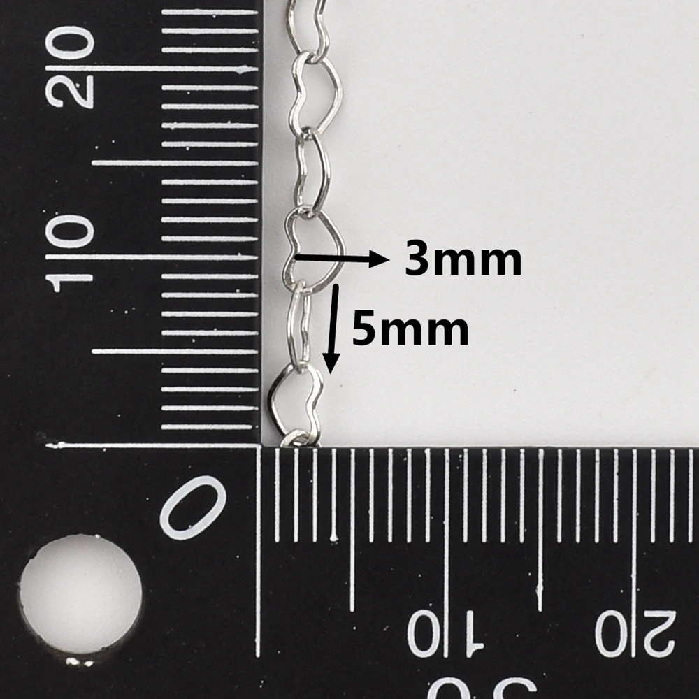 2M/lot 3*5mm Heart Shape Necklace Link Chains For Jewelry Making Supplies DIY Handmade Craft Accessories