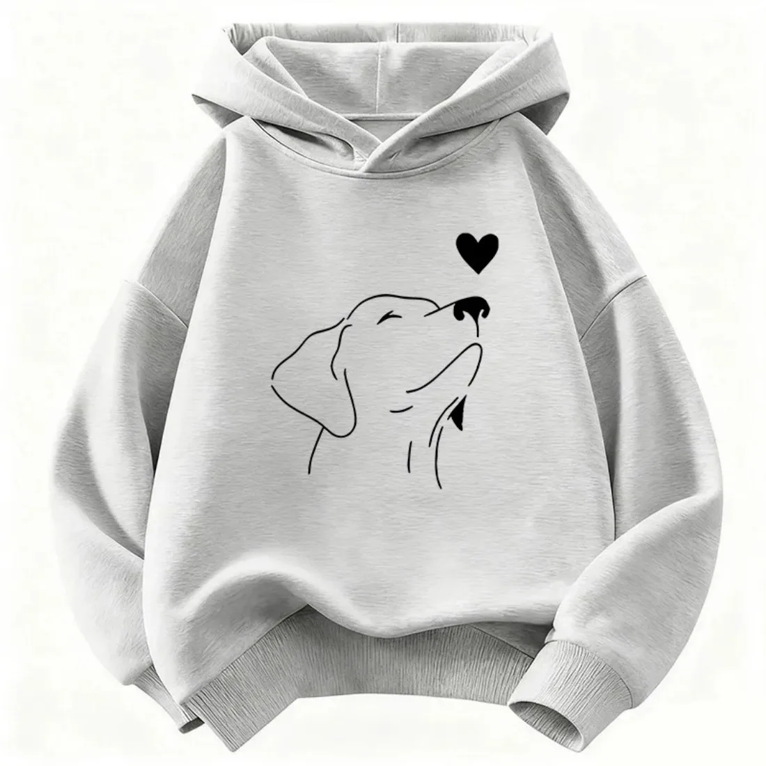 Children's Hooded Sweatshirt Loose Comfortable Versatile for Sports Leisure Fashionable  Fun with A Love Dog Pattern Printed Top