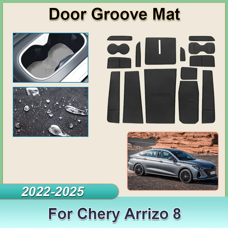 For Chery Arrizo 8 2022-2025 Door Groove Mat Leather Non-Slip Pad Anti-dirty Car Styling Sticker Interior Decoration Accessories
