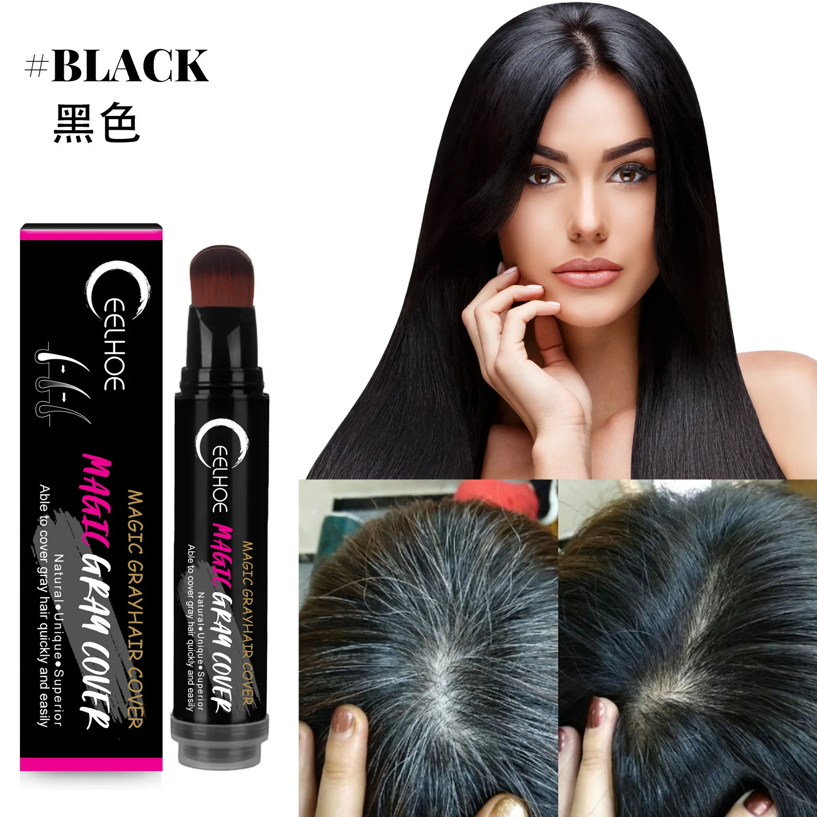 Pena pewarna rambut palsu 20ml, pena lem perlengkapan salon tata rambut, pena pewarna rambut coklat tua hitam, pena pewarna rambut, wig renda sentuhan warna akar