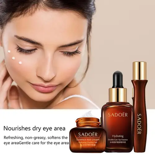 Imagen 2 del producto Juego de esencia de doble cuidado para ojos, crema reparadora de ojos, crema para ojos para arrugas, ojeras, bolsas para ojos, antiedad, reafirmante, hidratante, 3 uds.