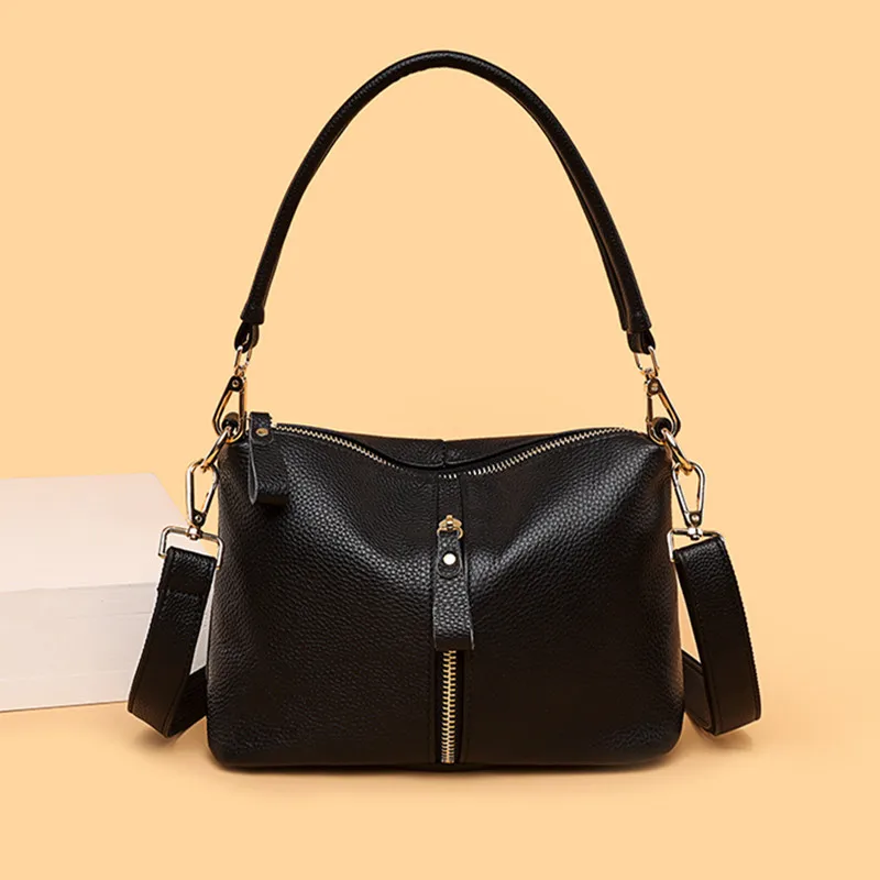 2023 Luxury Genuine Leather Women\'s Shoulder Crossbody Bags High Quality Women Handbag Solid Color Cow Female Messenger Tote Sac