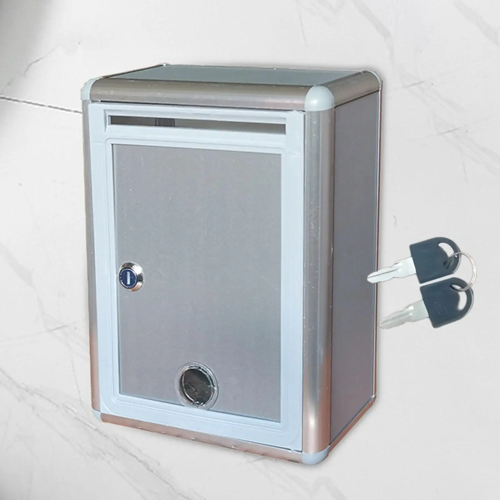 Secure Aluminum Alloy Suggestion Ballot Box Lockable Wall Mailbox Donation Key Drop Box for School Church Office