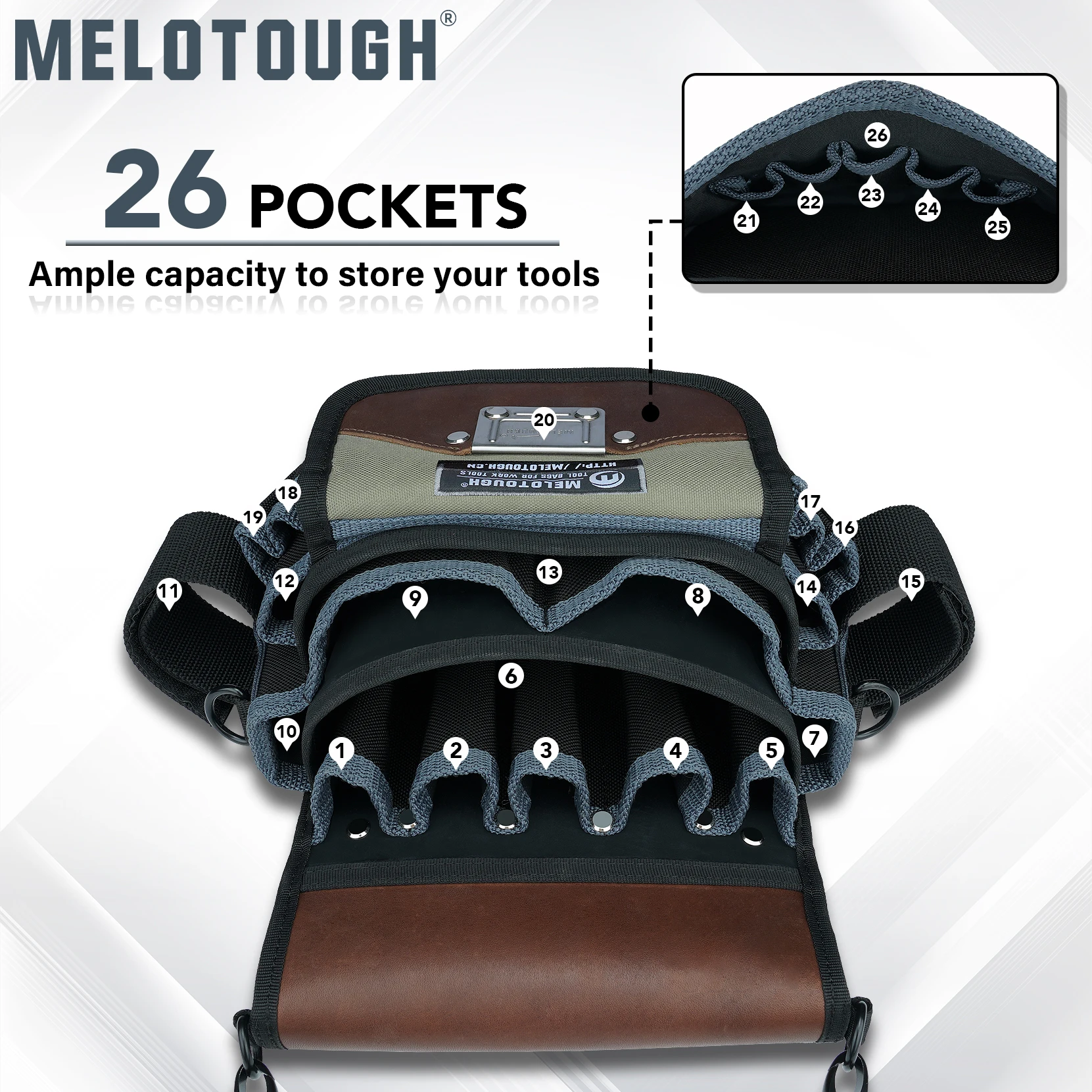 حقيبة أدوات صلبة سفلية مع مشبك حزام، حقيبة أدوات كهربائي مفتوحة لخدمة صيانة سباك نجار فني HVAC #2