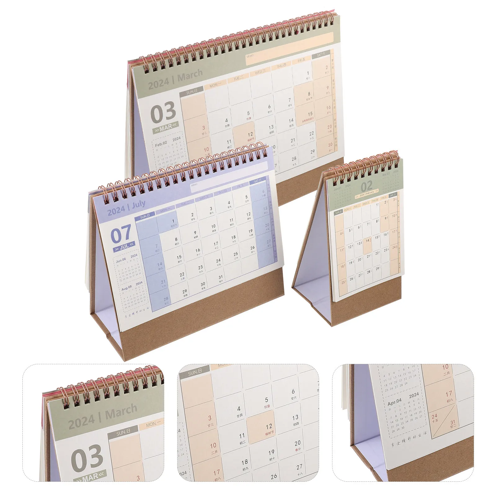 3pcs Portable Desktop Calendar for School Office Desk – Clear Printed, Compact & Stylish Gift Idea