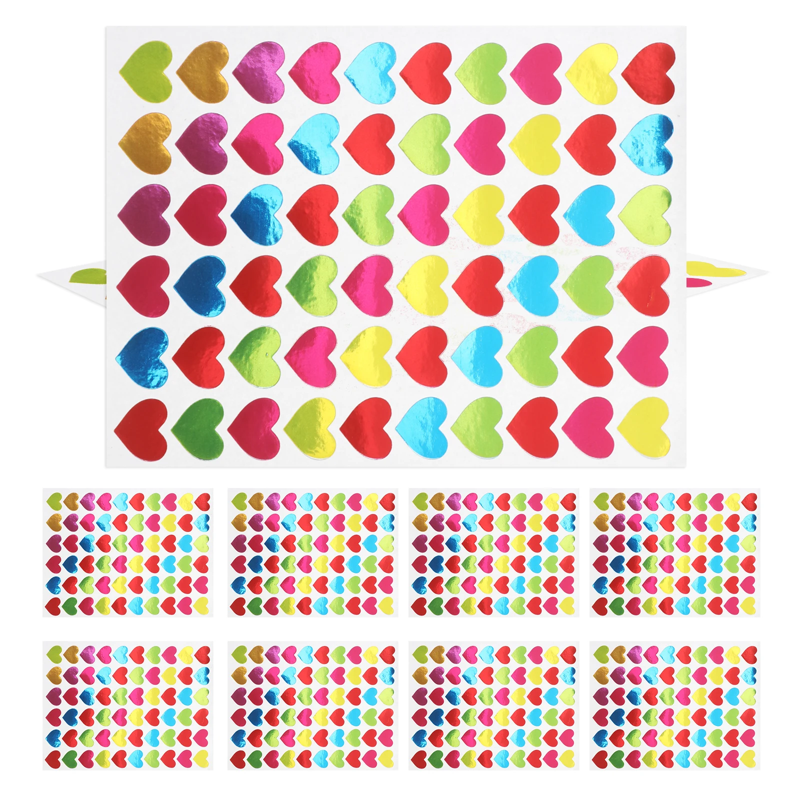2100pcs Heart Shape Multicolor Foil Love For s Reward Charts Classroom Motivation Planner Scrapbook Labels Self-Adhesive Mini