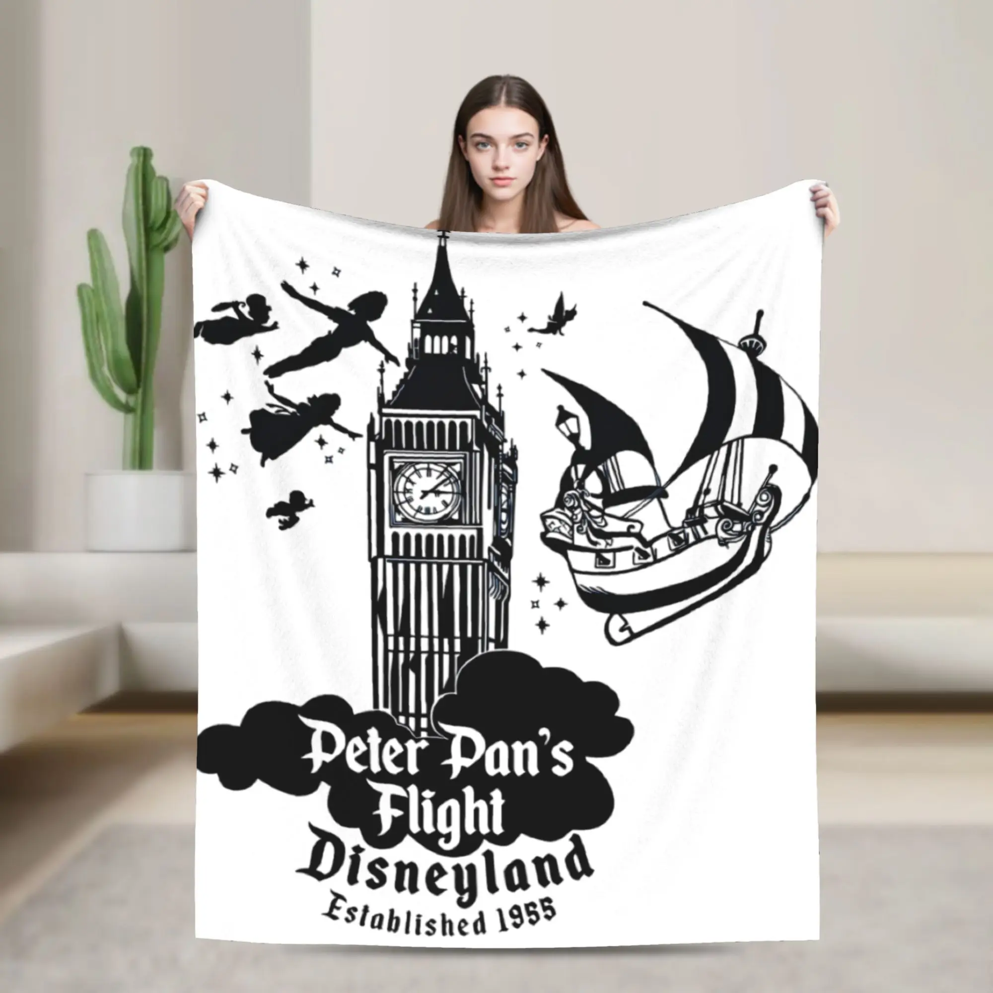 

Peter Pan Flight Ride Blanket Fleece Vintage Warm Throw Blanket for Bedspread All Season