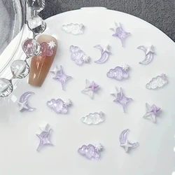 50pcs Purple Mixed 3D Moon Cloud Star Nail Charms Bulk Kawaii Lumionus Mini Ice Cloud Nail Art Decorat Accessories DIY Supplies