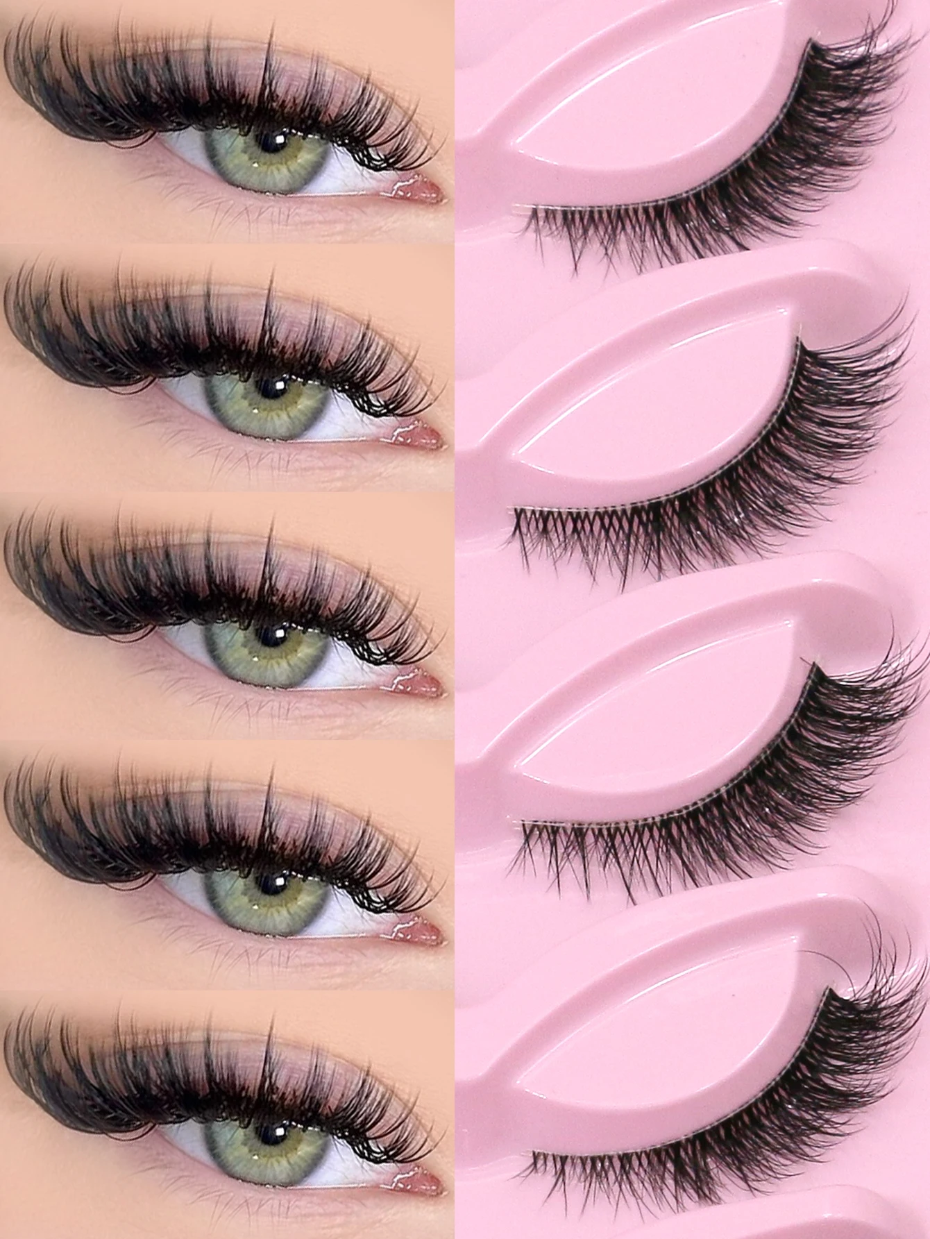 VELTRINAY Falsche Wimpern, Fox-Eye-Look, 7 Paar Packung, natürlicher Look, flauschige, zarte Katzenaugen-Wimpern, weiche künstliche Nerzwimpern, Make-up