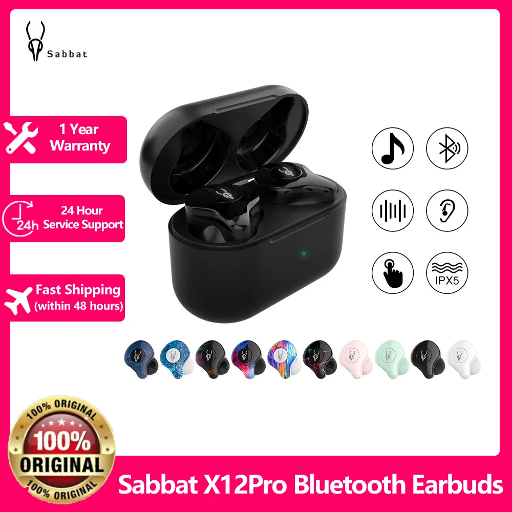 

Sabbat-X12 Pro Tws Wireless Headset, Compatible With Bluetooth, Stereo High Fidelity, Sporty, Waterproof, Portable