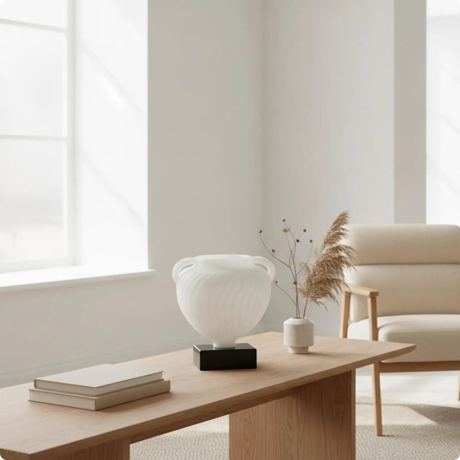 Ceramic Vessel Resin and Marble Urn Style Vase Ripple Grooves Durable Stable Base for Modern Interiors