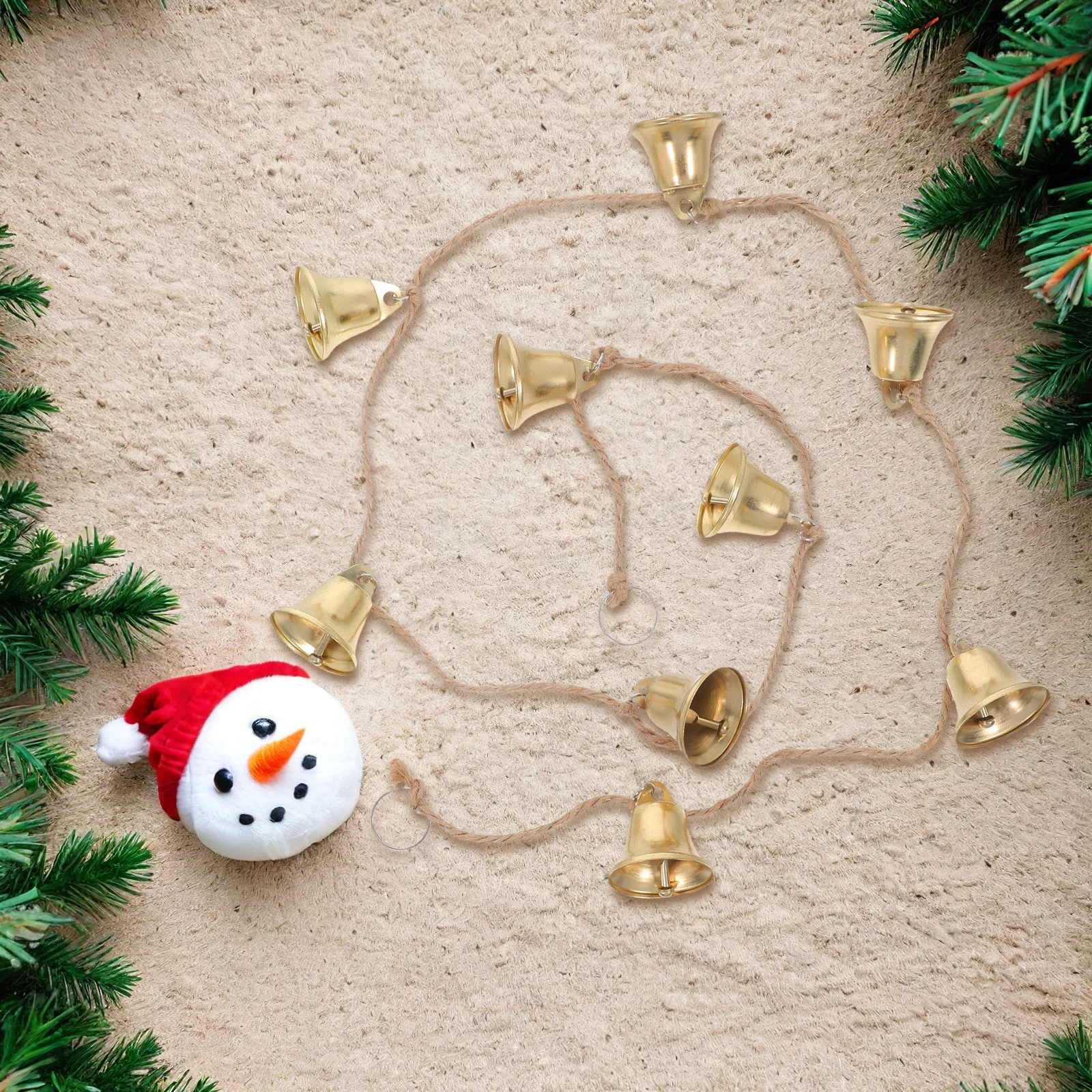 

Rustic Vintage Bell Hanging String Vintage Metal Wind Chimes Rustic Christmas Ornament Bells on Hemp Rope for Garden Door