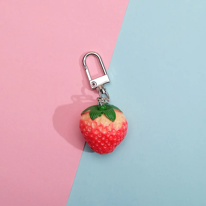 Cute Imitation Fruit Key Chain Orange Strawberry Key Ring Female Jewelry Cartoon Car Keychain Girl Gifts Handbag Pendant Keyring