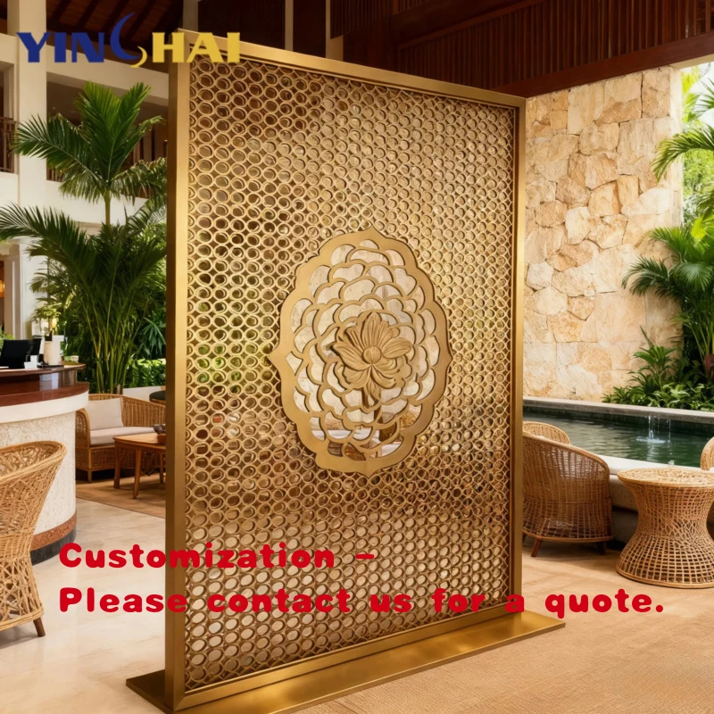 custom.Factory Customization Gold Metal Room Divider 304 Stainless Steel Living Room Partition Panel Laser Cut Modern Design Sou