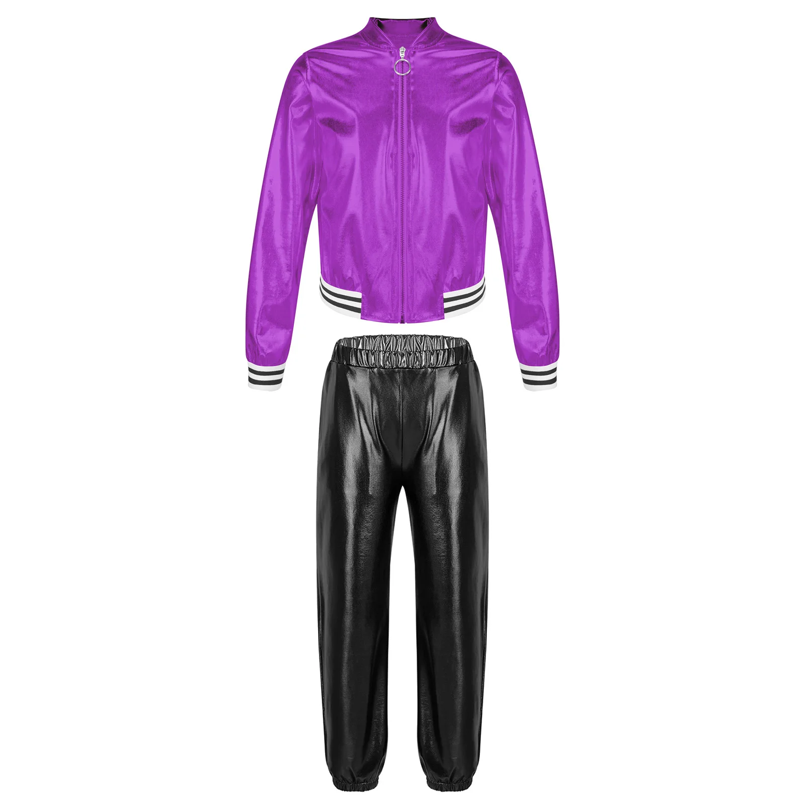 Shiny Metallic Children's Sweatshirts Carnival Outfit Jazz Hip-hop Modern Dance Costumes Kid Clothing Club Wear Party Streetwear