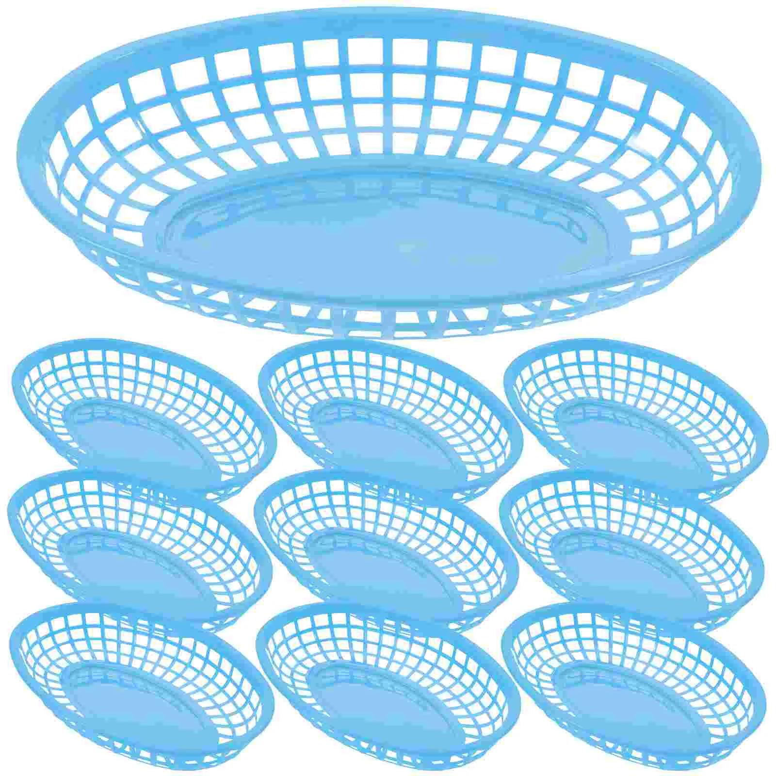 12 Pcs Snack Plate Hamburger Basket Serving Bread Blue Fast Food Trashcan Wicker Fruit Storage Container Fries