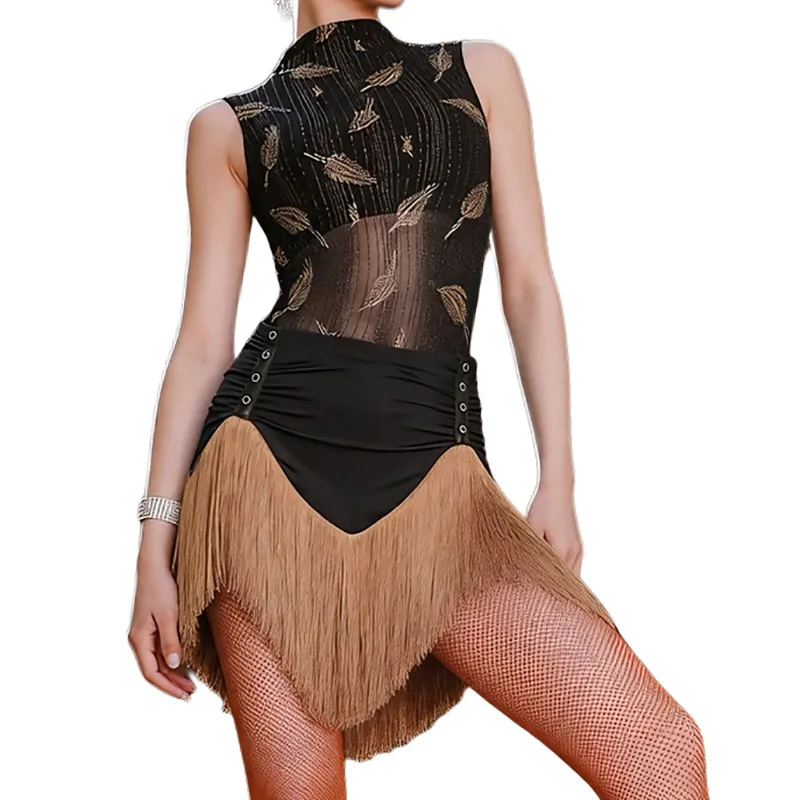 Latin Dance Dress Woman Sparkling Sequin Fringed Professional Competition Suit Adult Stage Performance Wear Jazz Tango Costume