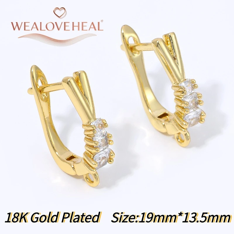 schmuckherstellung zubehör, 18K Vergoldete Messing-Ohrringhaken mit 4 Herzen und Blumen, Glücksbringende Herzförmige Ohrhaken für DIY Schmuckherstellung – Detail 29