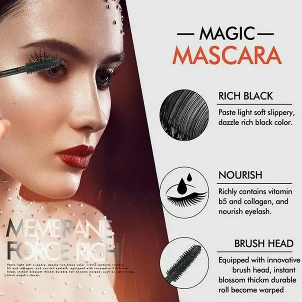 Strumento per il trucco degli occhi con estensione delle ciglia in fibra voluminosa ad asciugatura rapida a prova di sbavature portatile Mascara in fibra di seta 4D