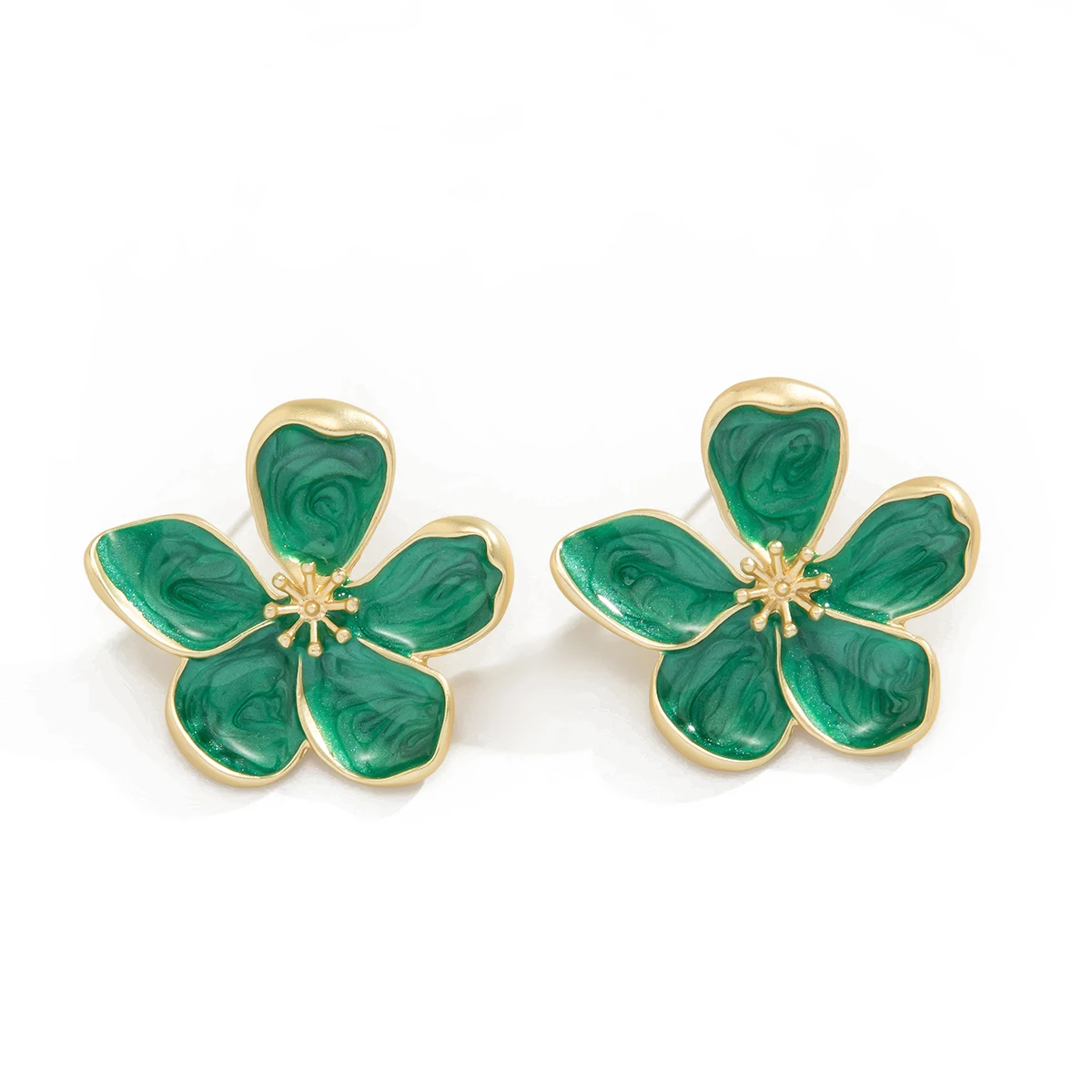 Ingemark Romantic Kpop Oil Drip Colorful Petal Flower Stud Earrings for Women Wed Boho Piercing Earrings Aesthetic Y2K Jewelry