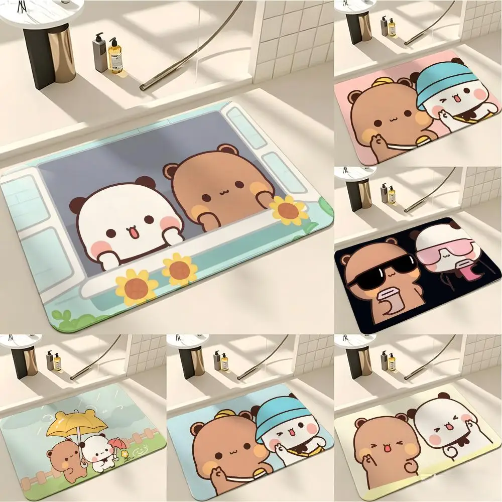 cute B-Bubu and Dudu Floor Mat Absorbent Floor Mat Non-Slip Entrance Rug for Bathrooms Restrooms and Toilets